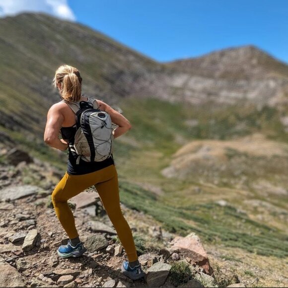 REI Co-op Active Pursuit Ribbed Leggings Womens Small S Olive Yellow Crop I10X - Picture 6 of 6